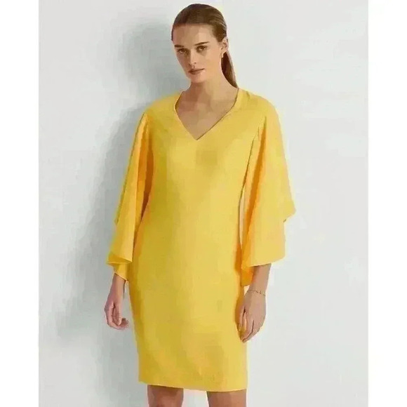 NEW! Lauren Ralph Lauren Women's 12 Ruffle-Sleeve Cocktail Dress NWT $175 - Picture 2 of 4
